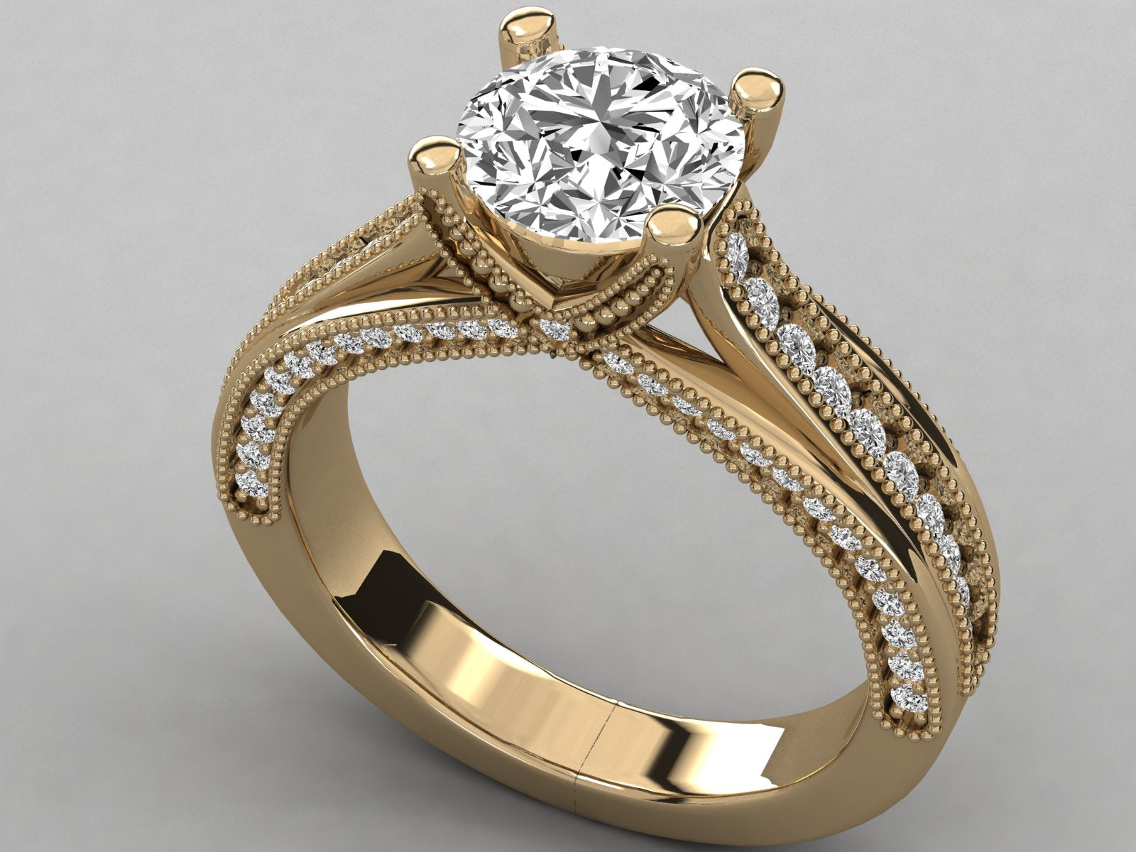 9K GOLD SOLITAIRE LAB GROWN DIAMOND LADIES  RING.