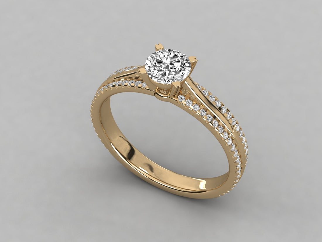 9K GOLD SOLITAIRE LAB GROWN DIAMOND LADIES  RING.