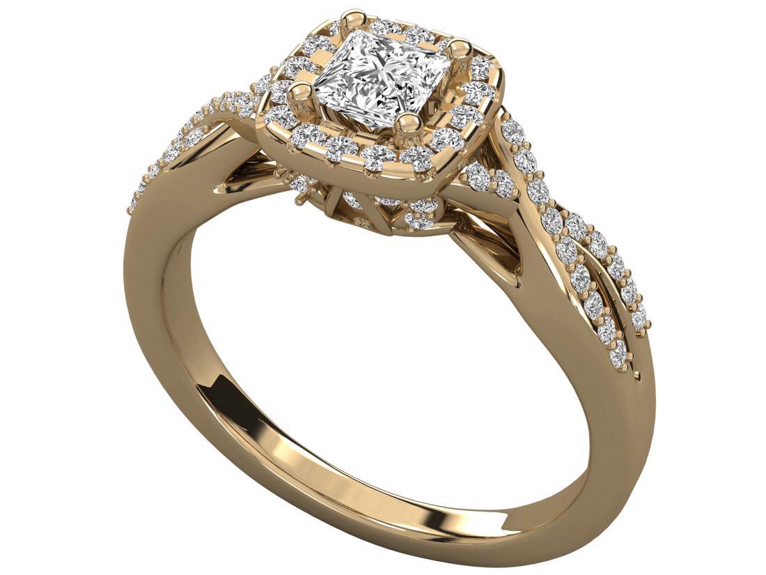 10K GOLD SOLITAIRE  LAB GROWN DIAMOND LADIES BRILLIANT RING.