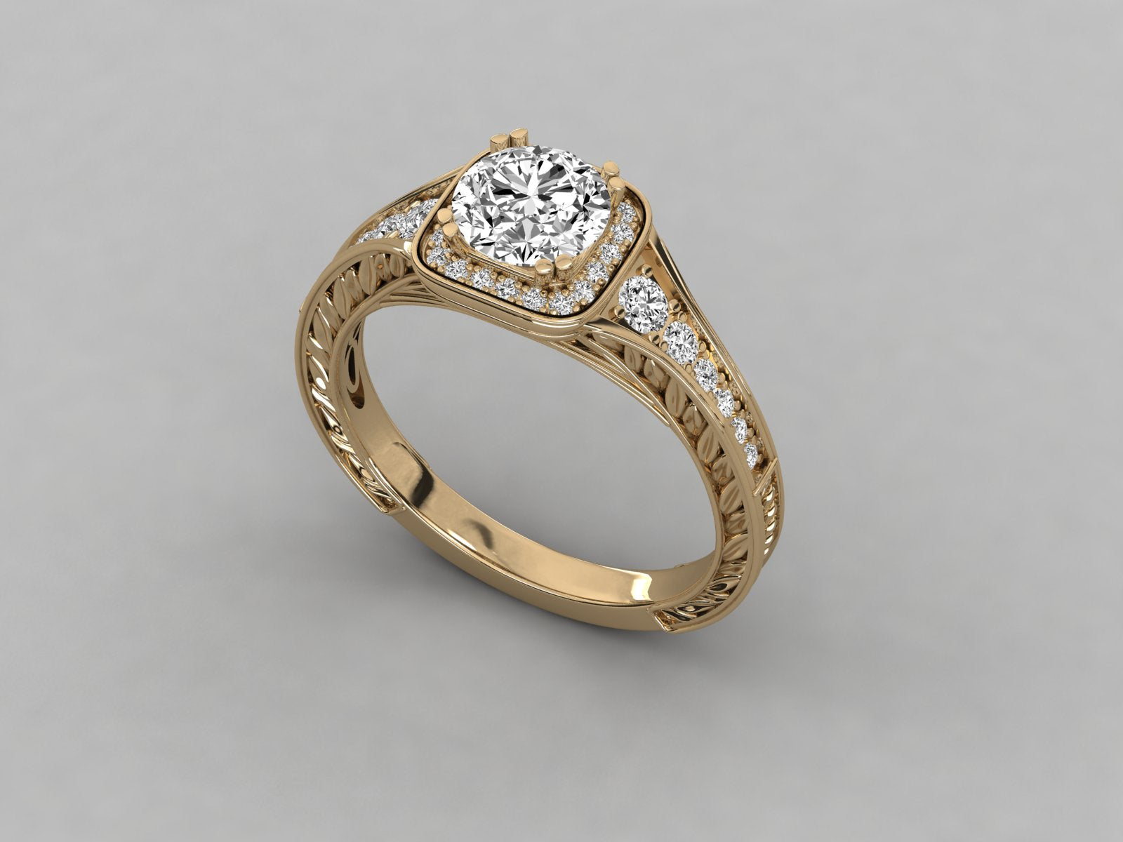 9K GOLD SOLITAIRE ROUND DIAMOND LADIES BRILLIANT RING.