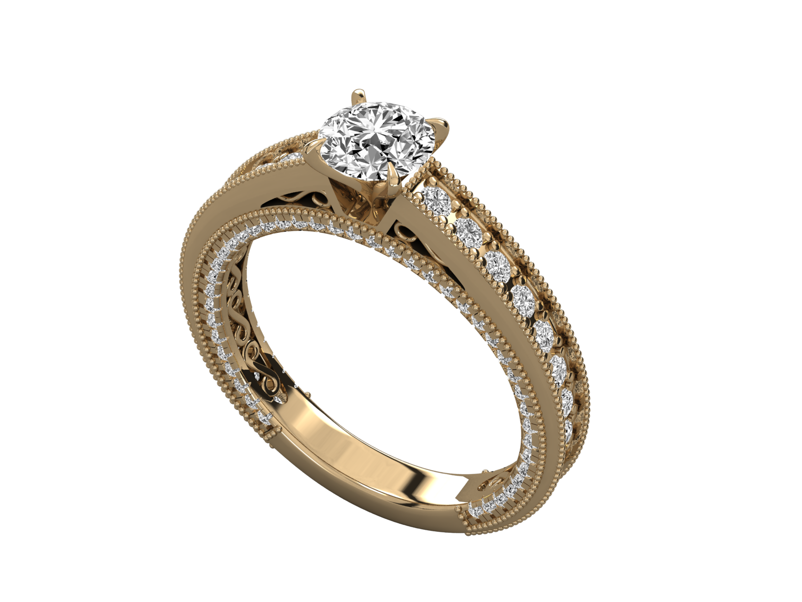 9K GOLD SOLITAIRE ROUND CUT LAB GROWN DIAMOND LADIES BRILLIANT RING.