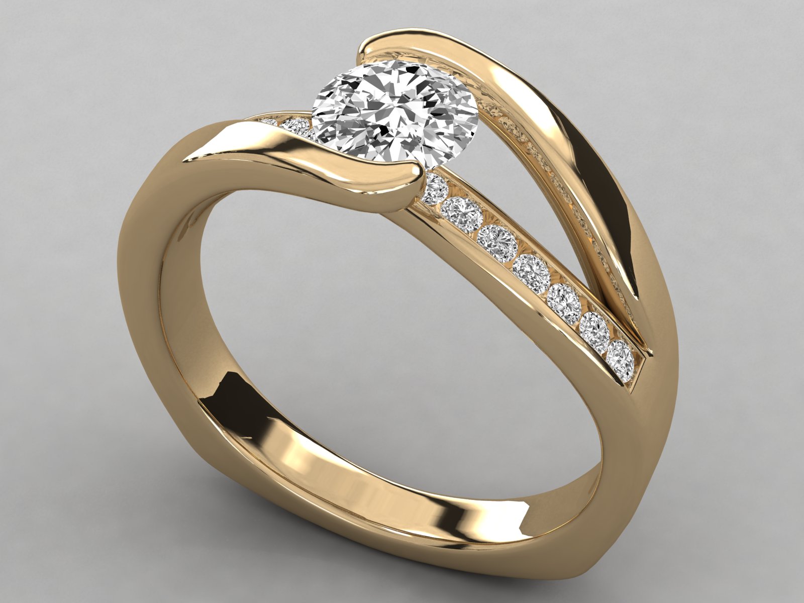 10K GOLD SOLITAIRE  LAB GROWN DIAMOND  BRILLIANT RING.