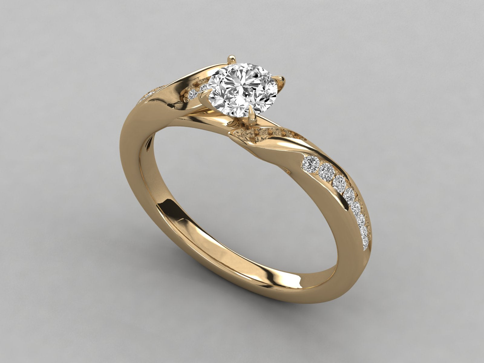 10K GOLD SOLITAIRE LAB GROWN DIAMOND LADIES  RING.