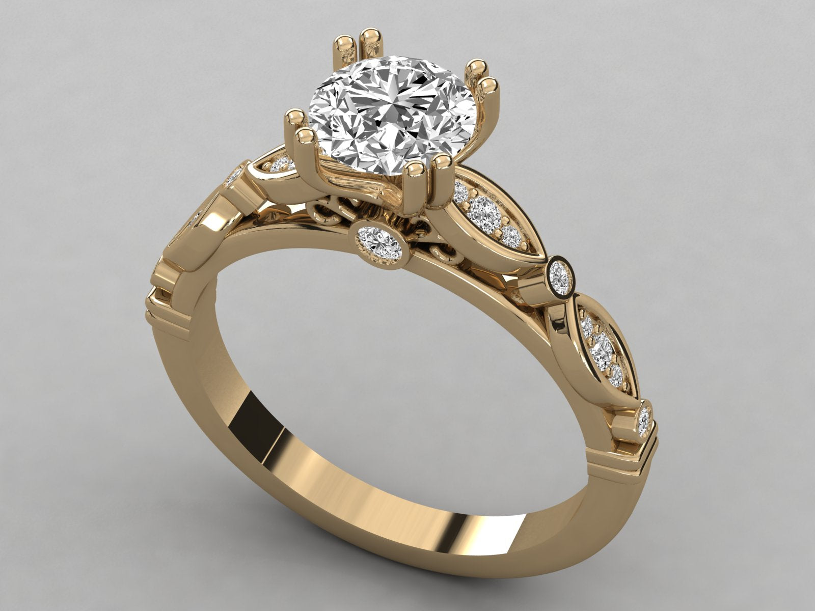 9K GOLD SOLITAIRE  LAB GROWN DIAMOND LADIES RING.