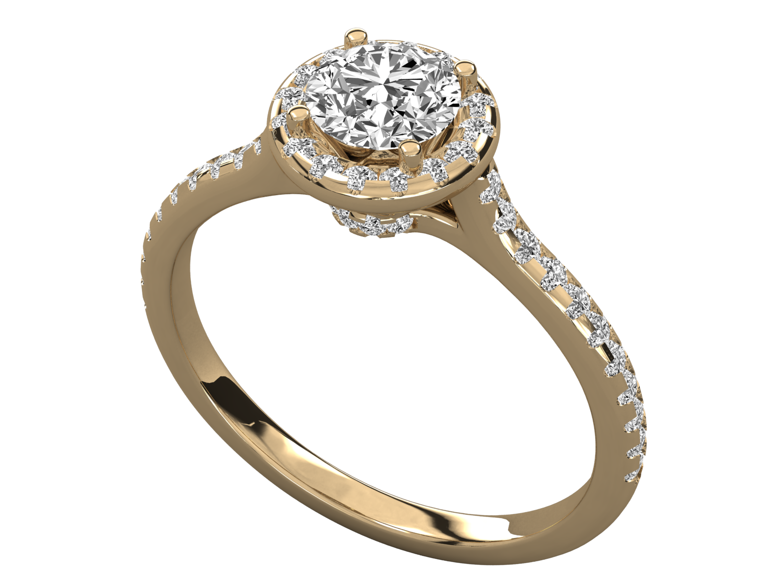 9K GOLD SOLITAIRE ROUND DIAMOND LADIES BRILLIANT RING.