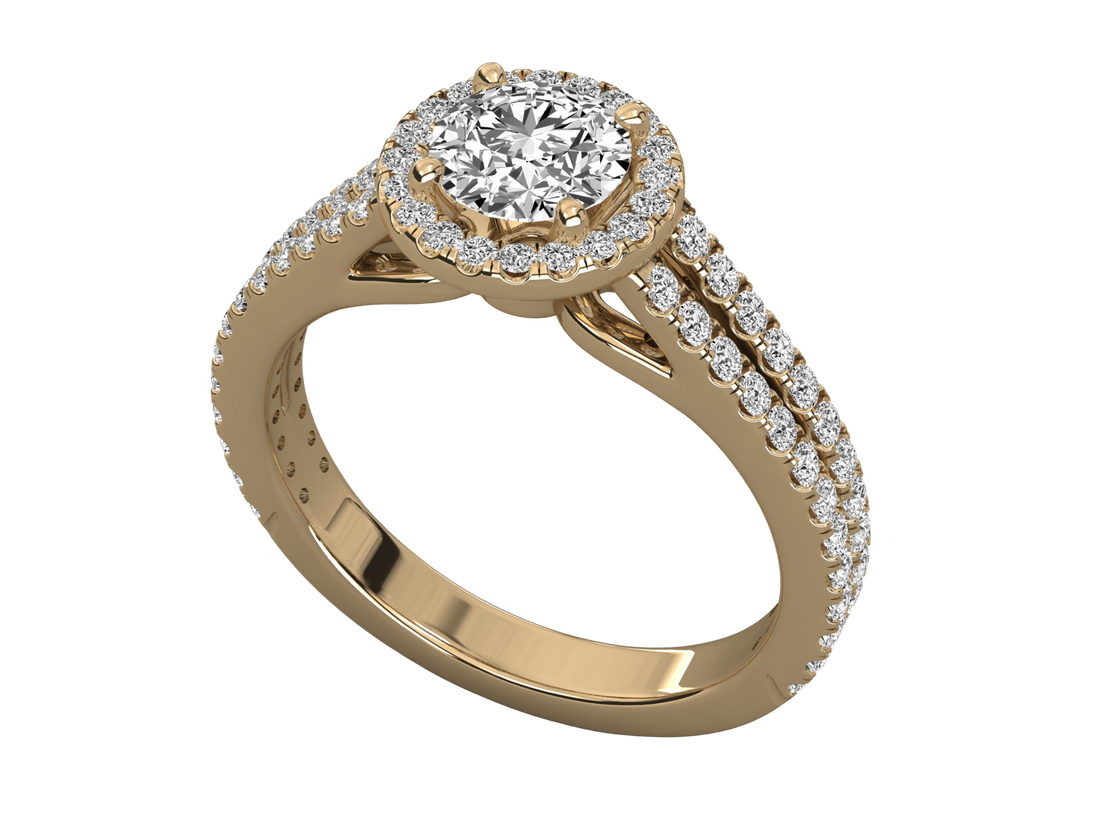 9K GOLD SOLITAIRE LAB GROWN DIAMOND LADIES  RING.