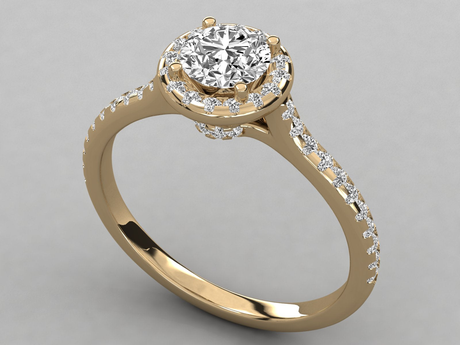 9K GOLD SOLITAIRE ROUND DIAMOND LADIES BRILLIANT RING.