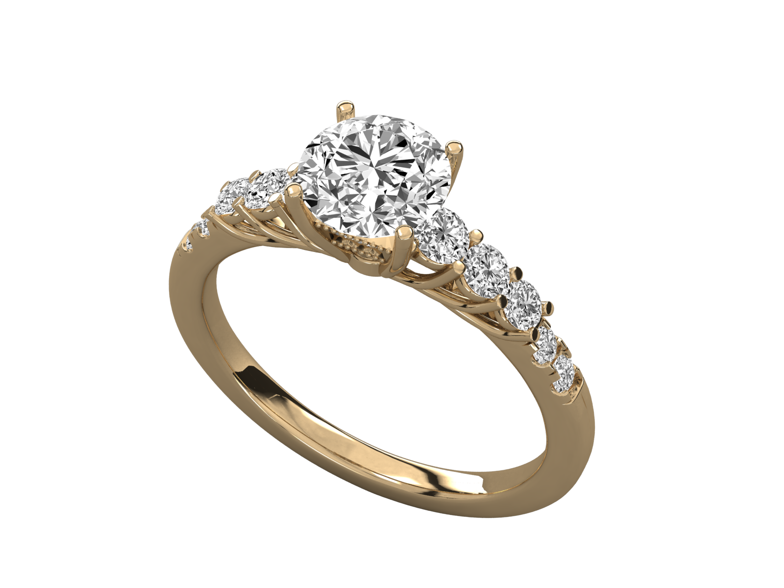 9K GOLD SOLITAIRE  LAB GROWN DIAMOND LADIES BRILLIANT RING.