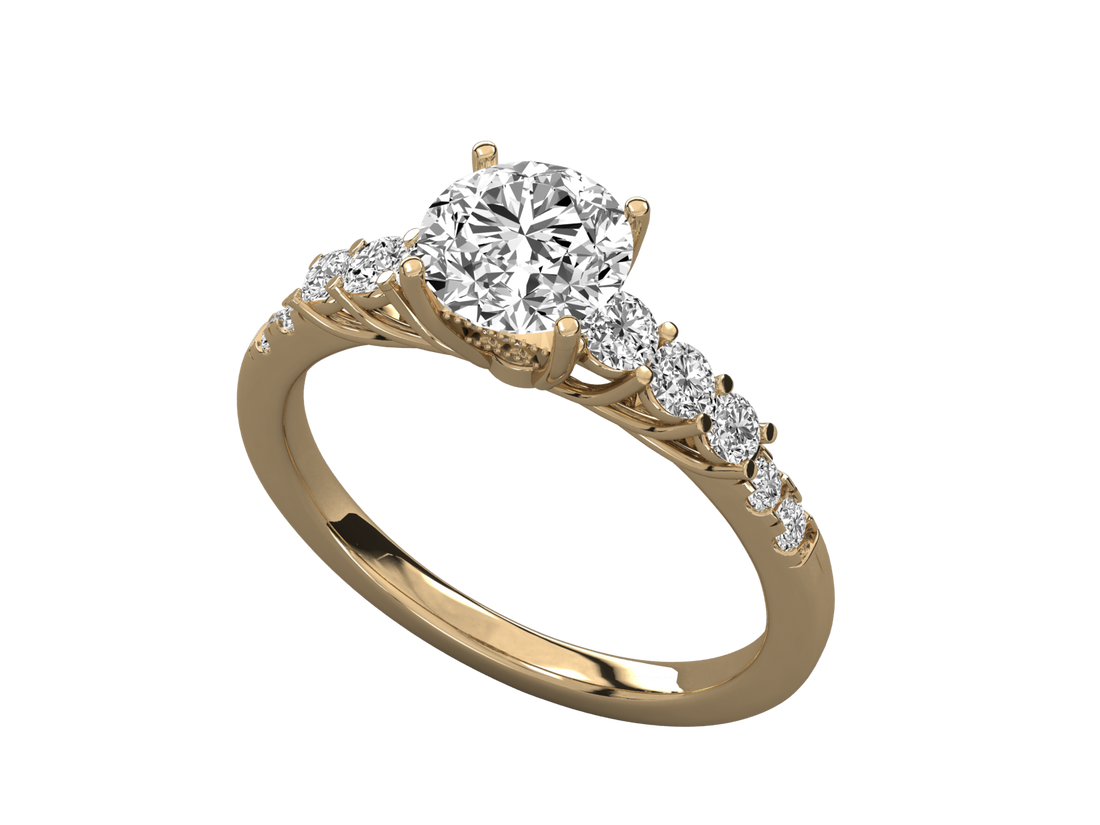 9K GOLD SOLITAIRE  LAB GROWN DIAMOND LADIES BRILLIANT RING.