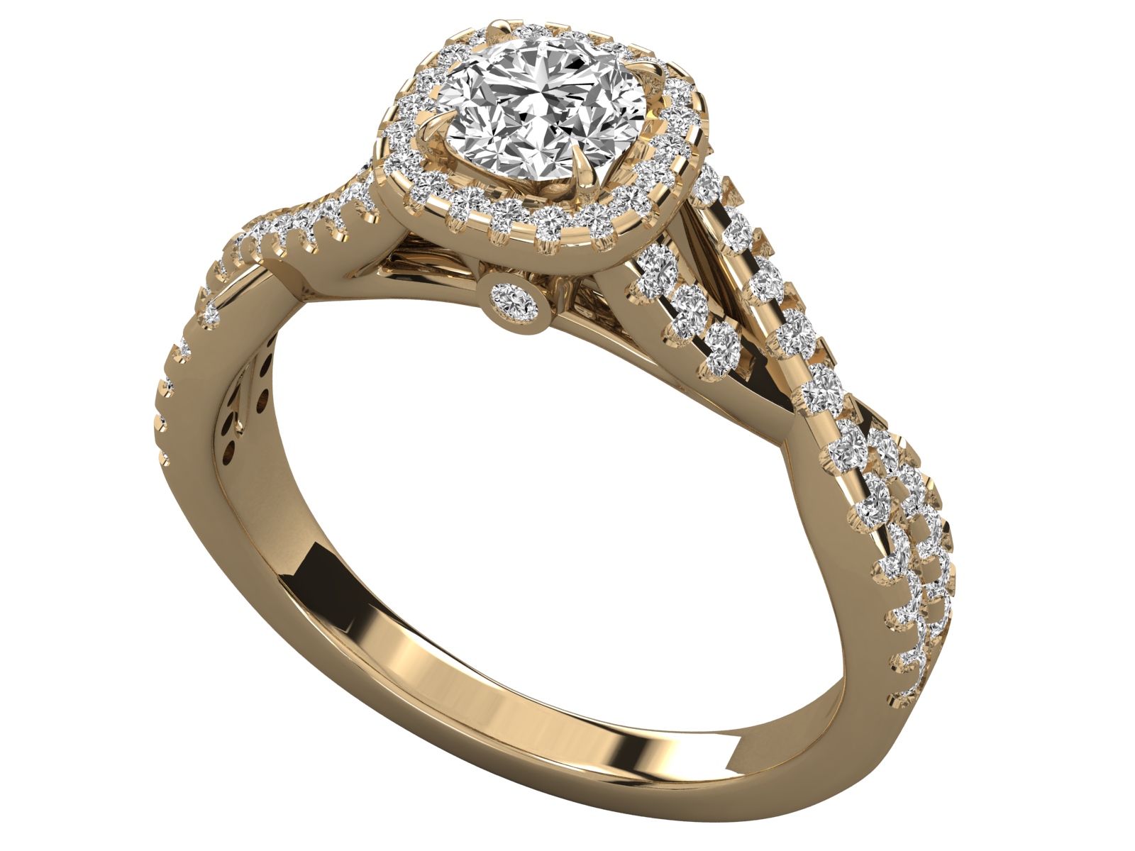 9K GOLD SOLITAIRE ROUND CUT LAB GROWN DIAMOND LADIES BRILLIANT RING.