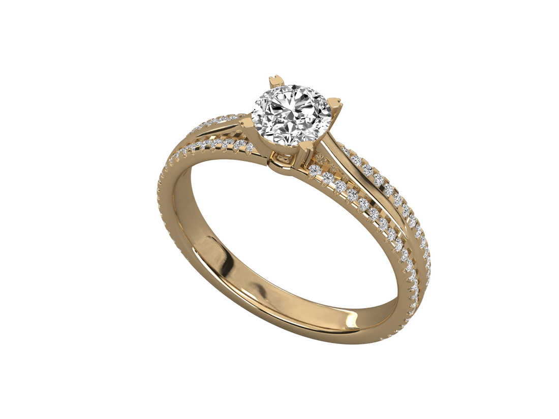 9K GOLD SOLITAIRE LAB GROWN DIAMOND LADIES  RING.