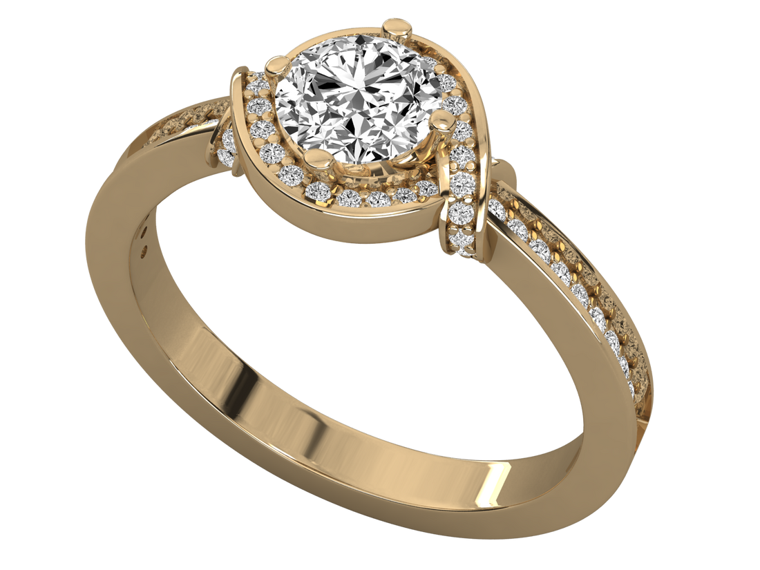 9K GOLD SOLITAIRE DIAMOND LADIES  RING.