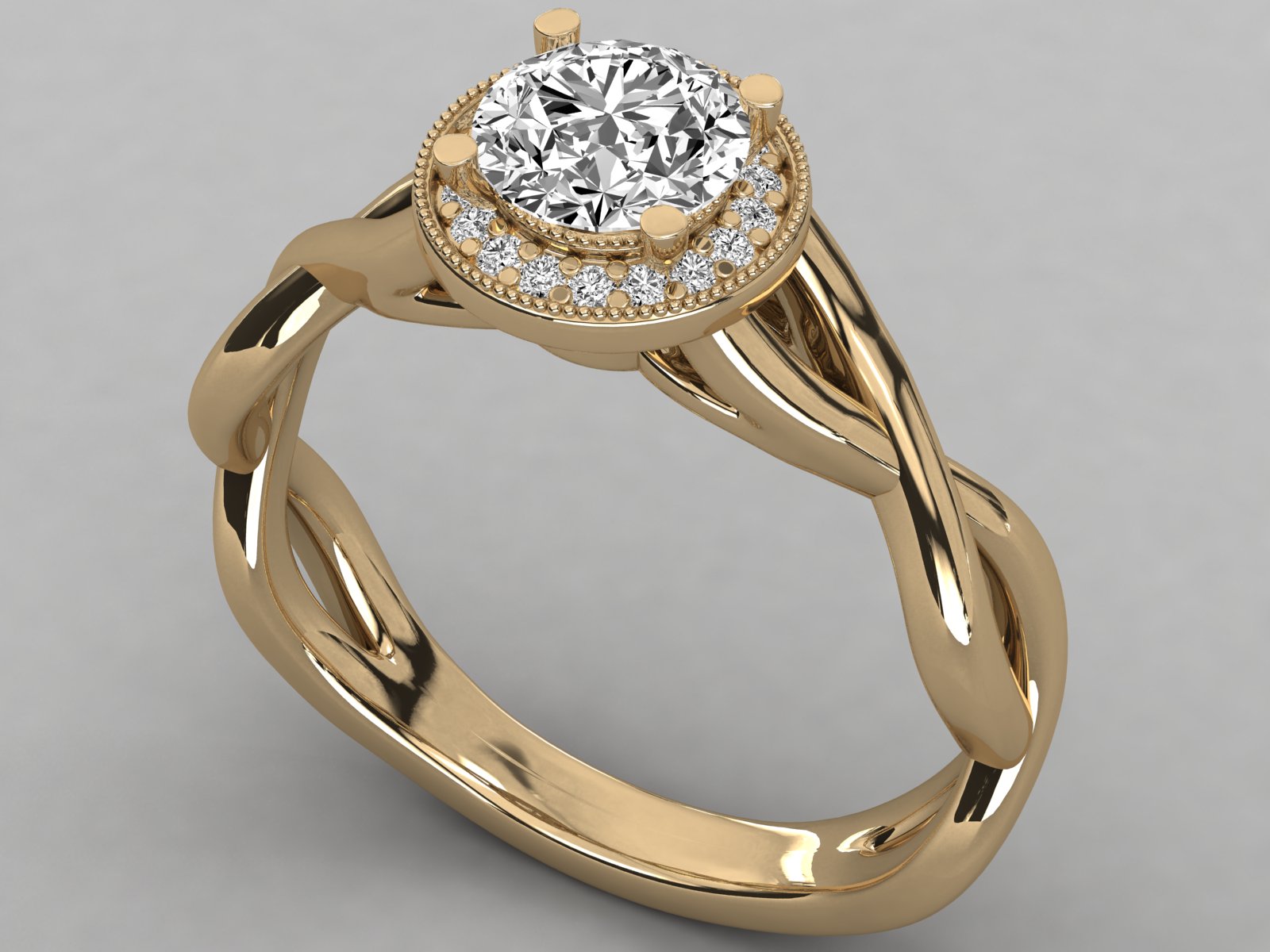 10K GOLD SOLITAIRE ROUND DIAMOND LADIES BRILLIANT RING.