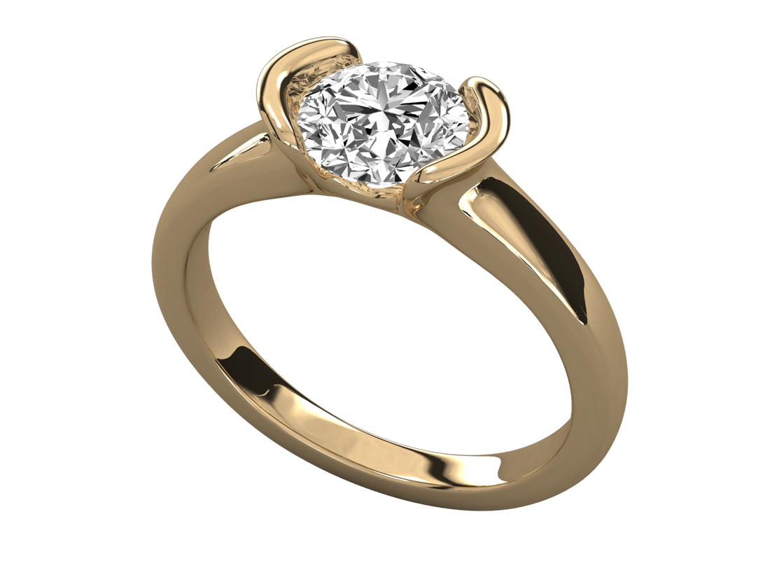 10K GOLD SOLITAIRE LAB GROWN DIAMOND LADIES  RING.