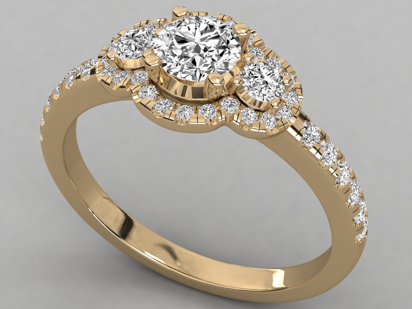 9K GOLD SOLITAIRE  LAB GROWN DIAMOND LADIES RING.