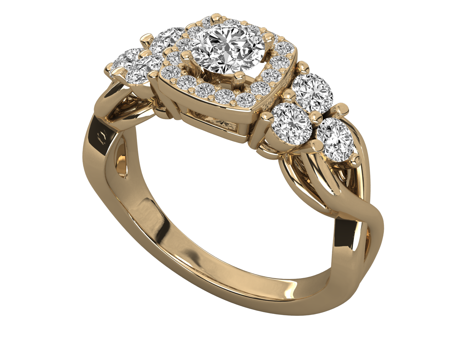 9K GOLD SOLITAIRE ROUND DIAMOND LADIES RING.