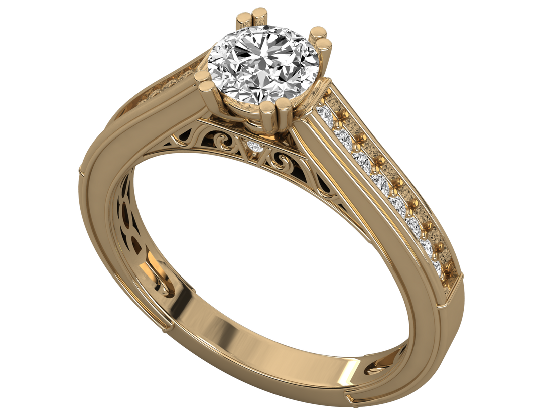 9K GOLD SOLITAIRE LAB GROWN DIAMOND LADIES  RING.