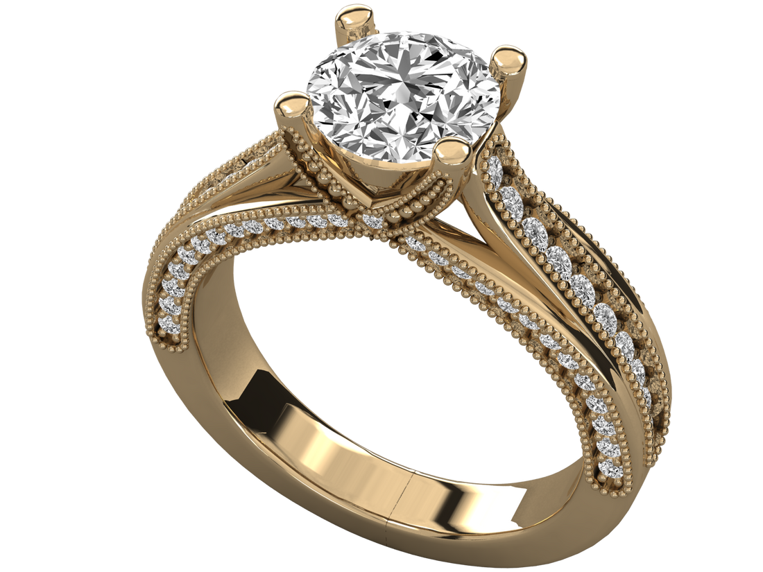 9K GOLD SOLITAIRE LAB GROWN DIAMOND LADIES  RING.