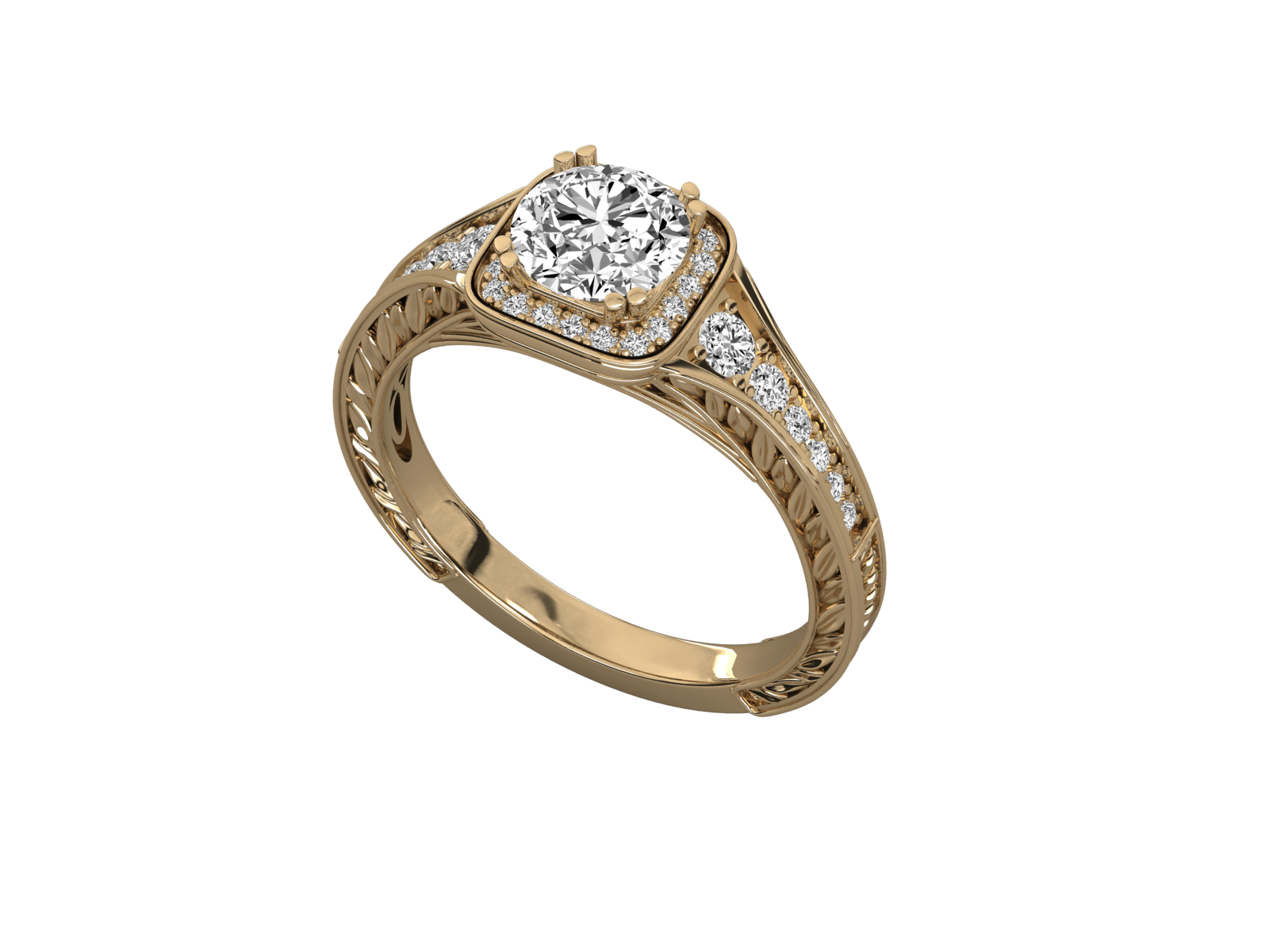 9K GOLD SOLITAIRE ROUND DIAMOND LADIES BRILLIANT RING.