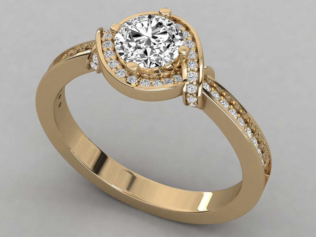 9K GOLD SOLITAIRE DIAMOND LADIES  RING.