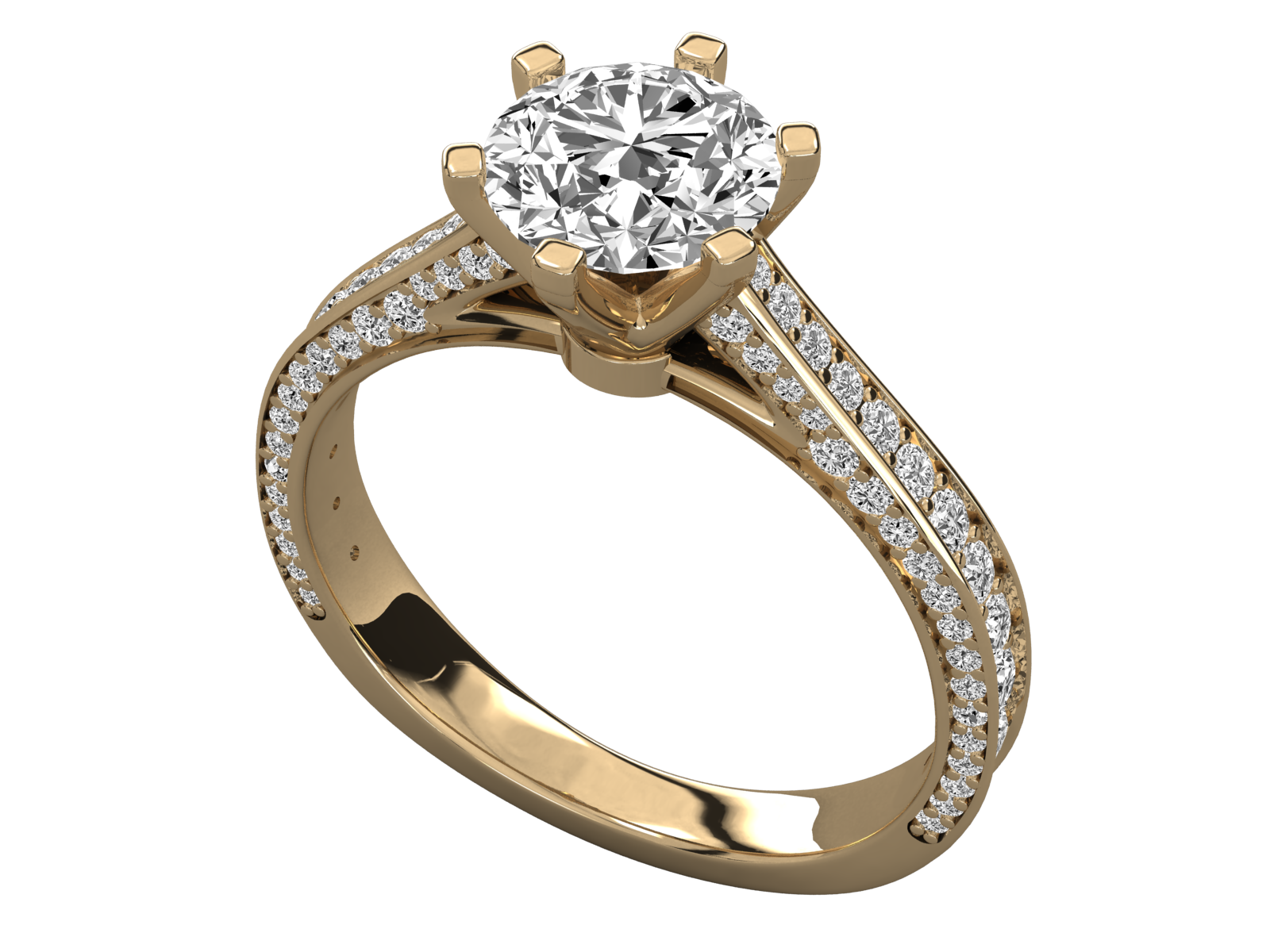 9K GOLD SOLITAIRE ROUND CUT LAB GROWN DIAMOND LADIES BRILLIANT RING.