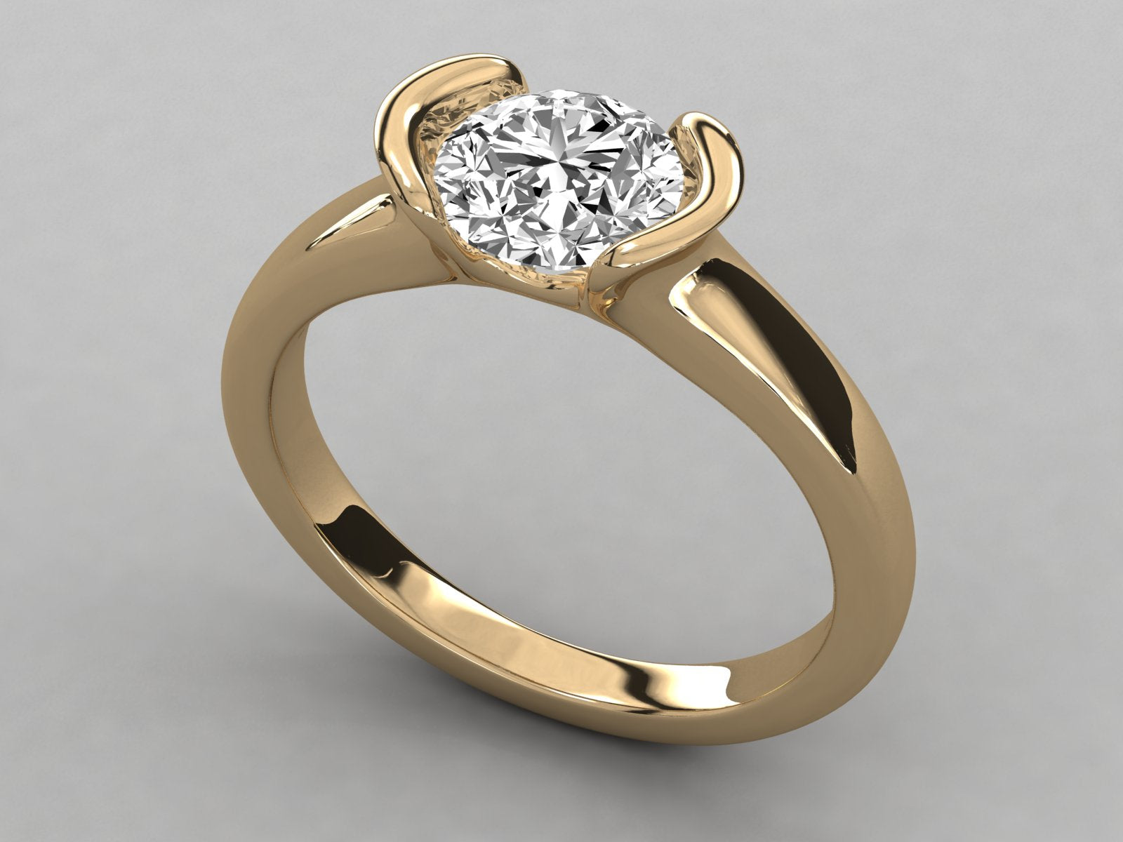 10K  GOLD  SOLITAIRE  LAB GROWN DIAMOND LADIES  RING.