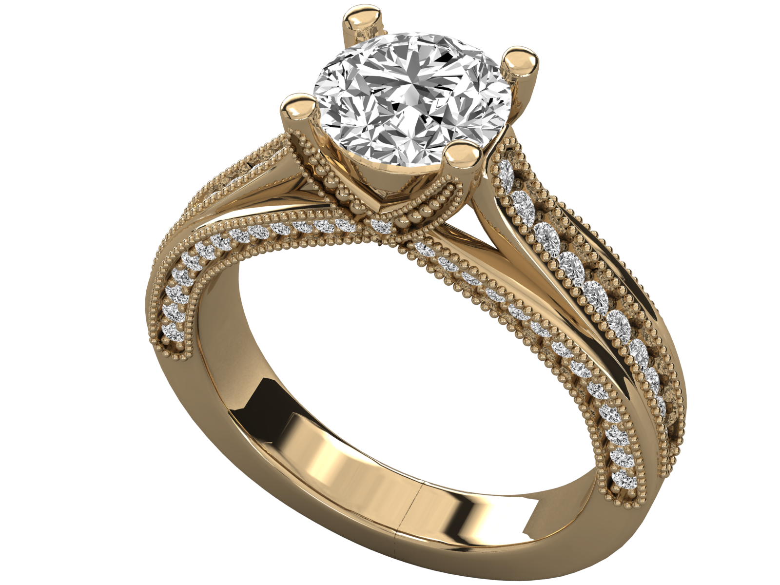 9K GOLD SOLITAIRE ROUND CUT LAB GROWN DIAMOND LADIES BRILLIANT RING.