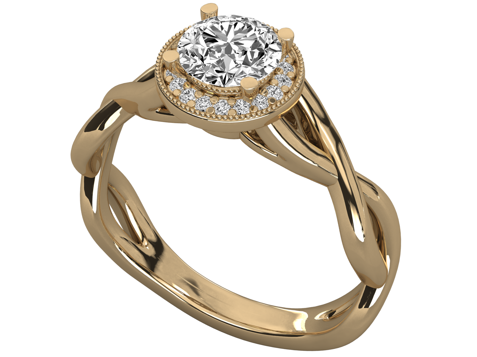 10K GOLD SOLITAIRE ROUND DIAMOND LADIES BRILLIANT RING.