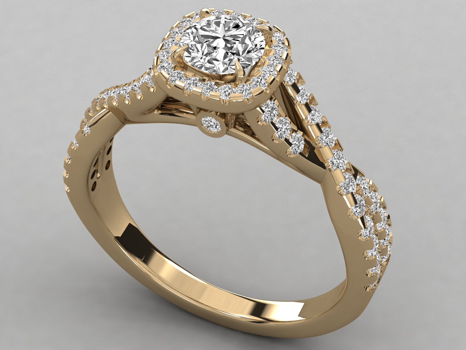 9K GOLD SOLITAIRE ROUND CUT LAB GROWN DIAMOND LADIES BRILLIANT RING.