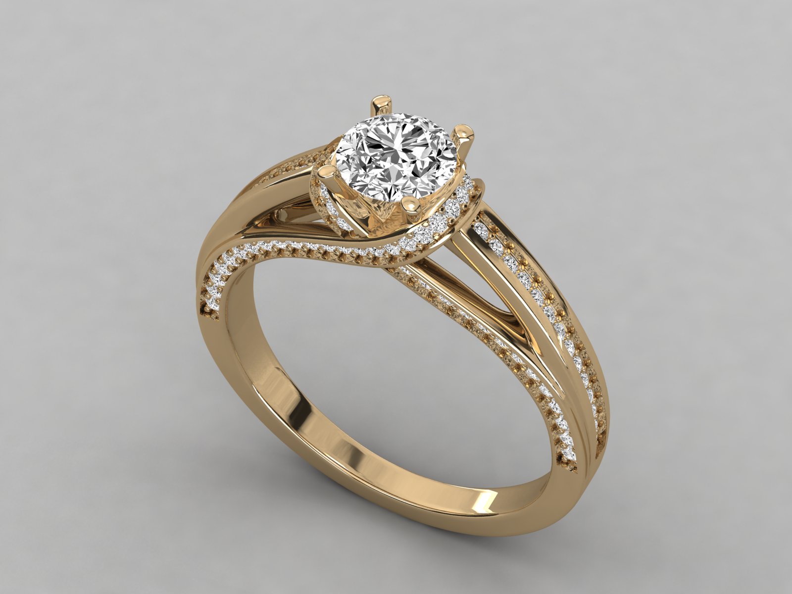 14K GOLD SOLITAIRE ROUND CUT LAB GROWN DIAMOND LADIES BRILLIANT RING.