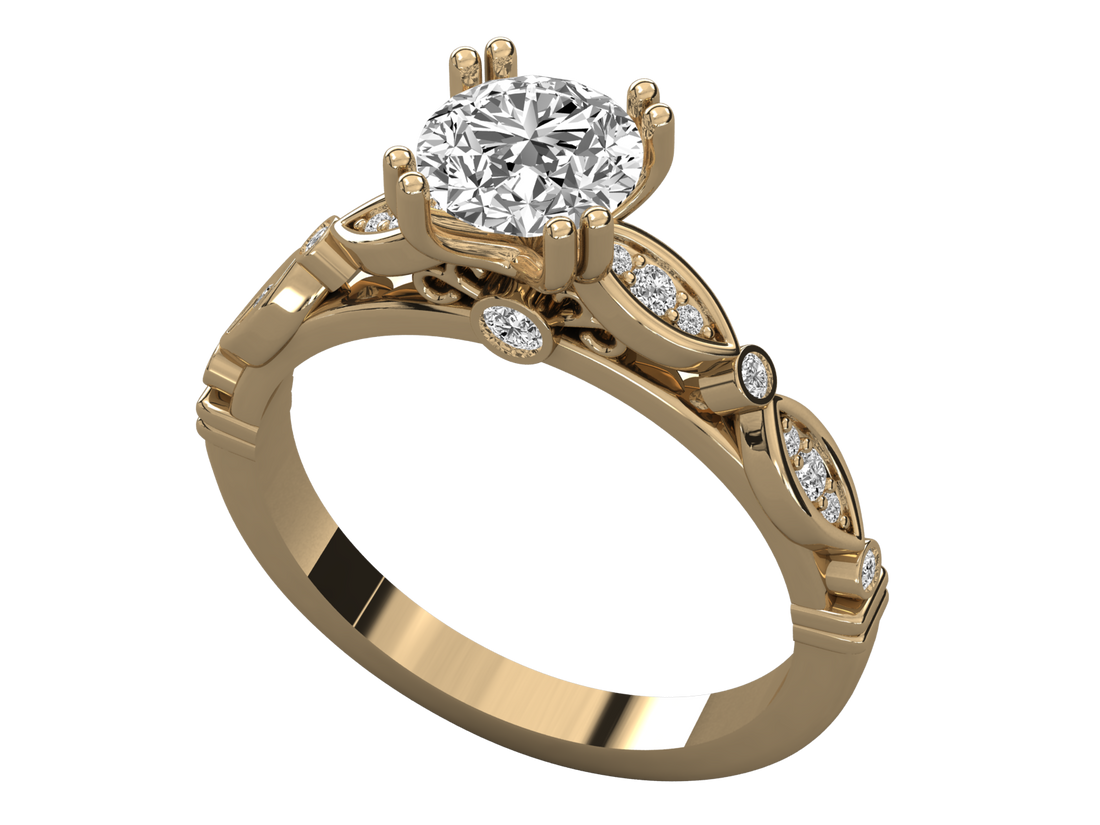 9K GOLD SOLITAIRE  LAB GROWN DIAMOND LADIES RING.