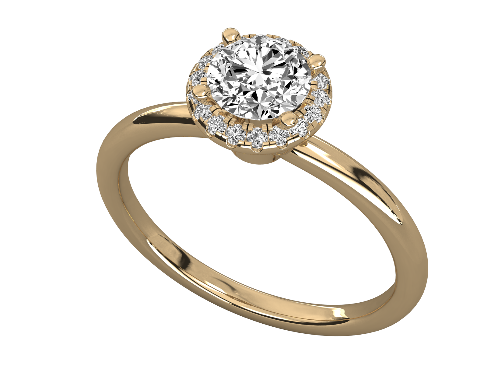 9K GOLD SOLITAIRE ROUND DIAMOND LADIES BRILLIANT RING.