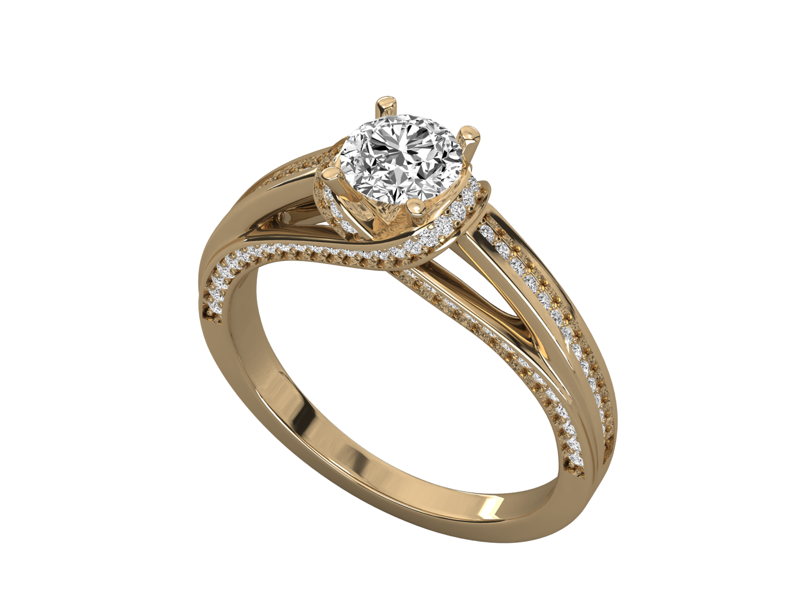 14K GOLD SOLITAIRE ROUND CUT LAB GROWN DIAMOND LADIES BRILLIANT RING.