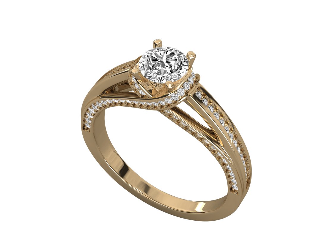 14K GOLD SOLITAIRE ROUND CUT LAB GROWN DIAMOND LADIES BRILLIANT RING.