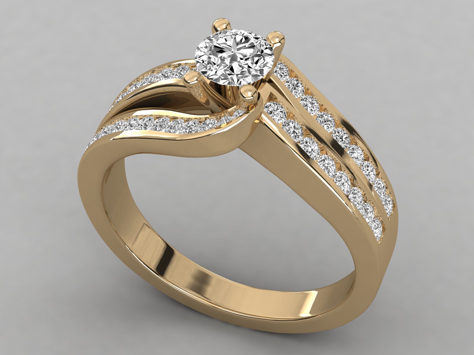 9K GOLD SOLITAIRE LAB GROWN DIAMOND  BRILLIANT RING.