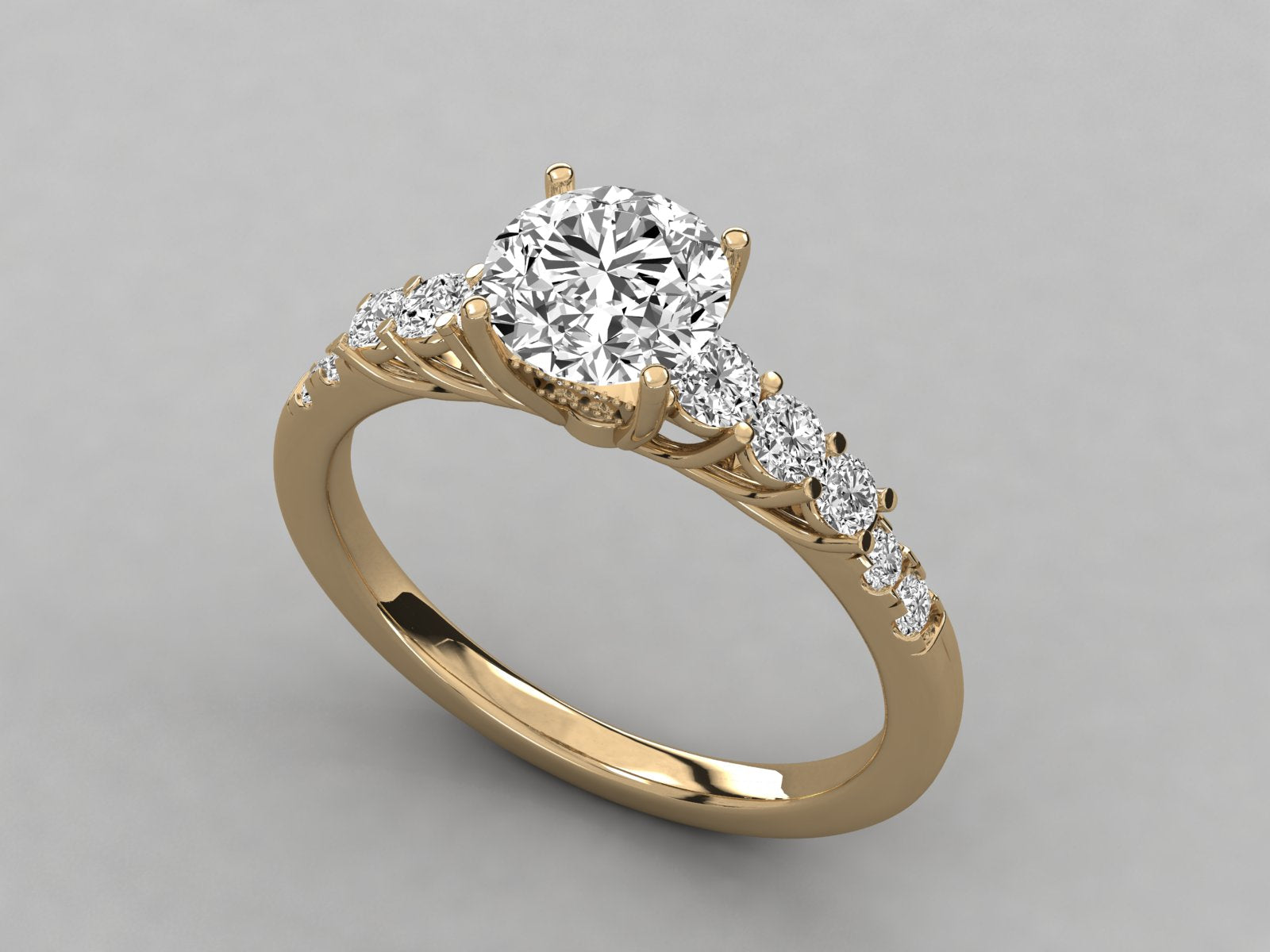 9K GOLD SOLITAIRE  LAB GROWN DIAMOND LADIES BRILLIANT RING.
