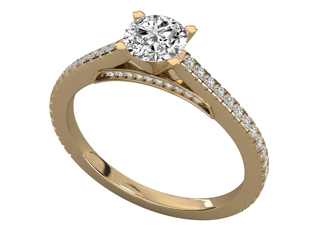 10K GOLD SOLITAIRE LAB GROWN DIAMOND LADIES RING.