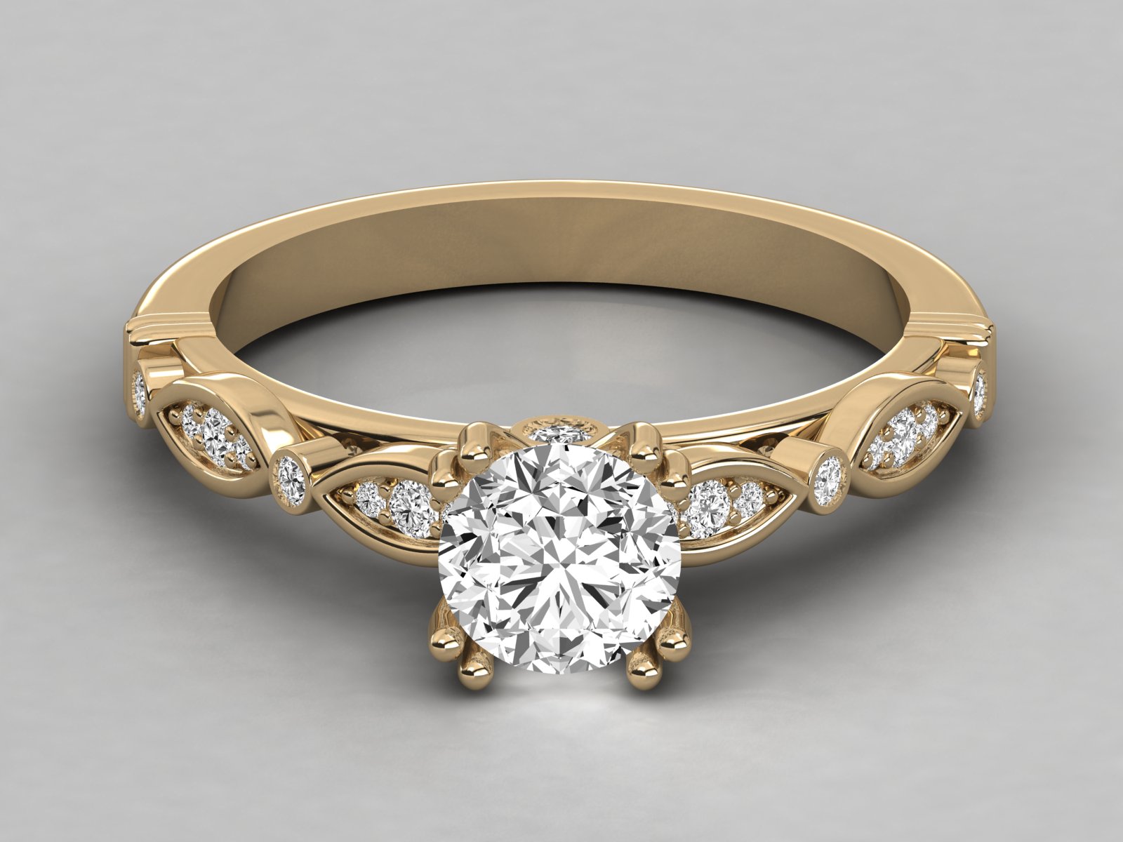 9K GOLD SOLITAIRE  LAB GROWN DIAMOND LADIES RING.