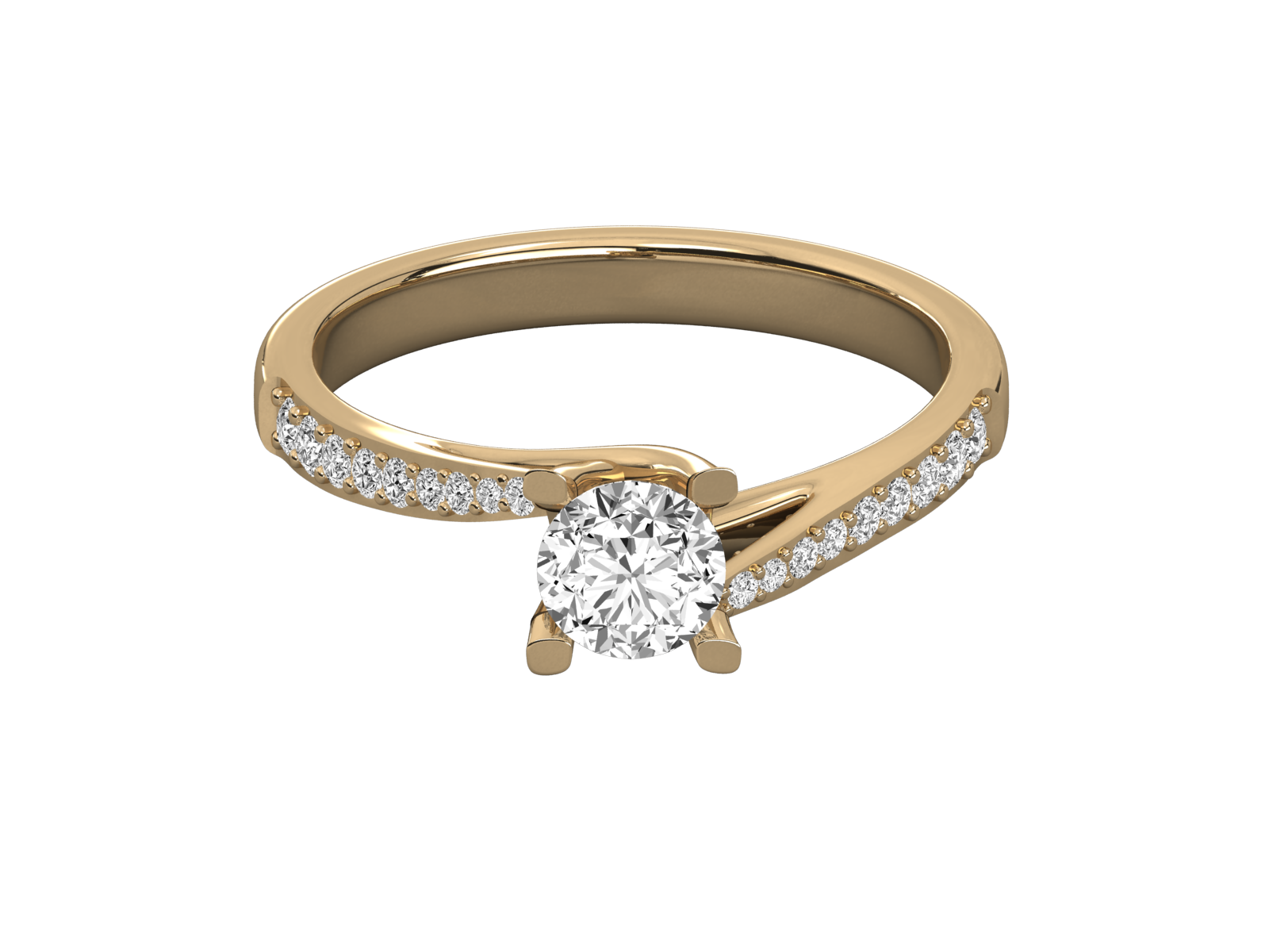 9K GOLD SOLITAIRE ROUND CUT LAB GROWN DIAMOND LADIES BRILLIANT RING.