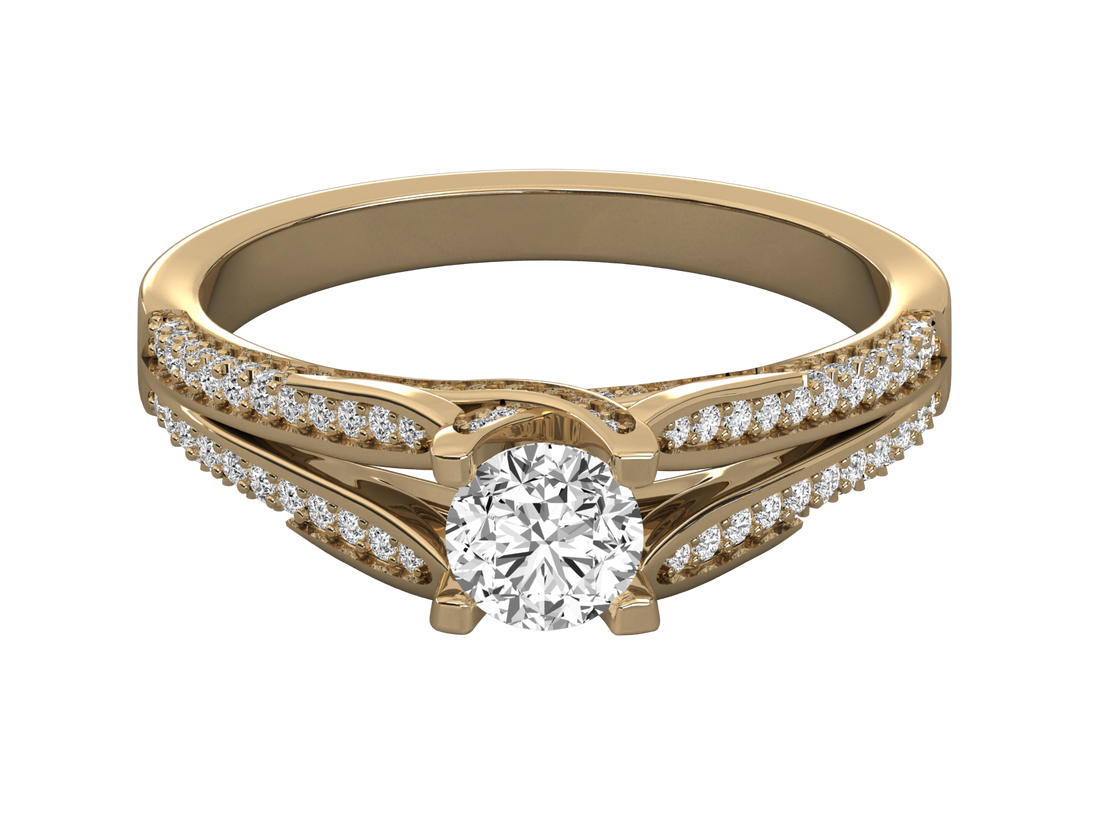 10K GOLD SOLITAIRE DIAMOND LADIES BRILLIANT RING.