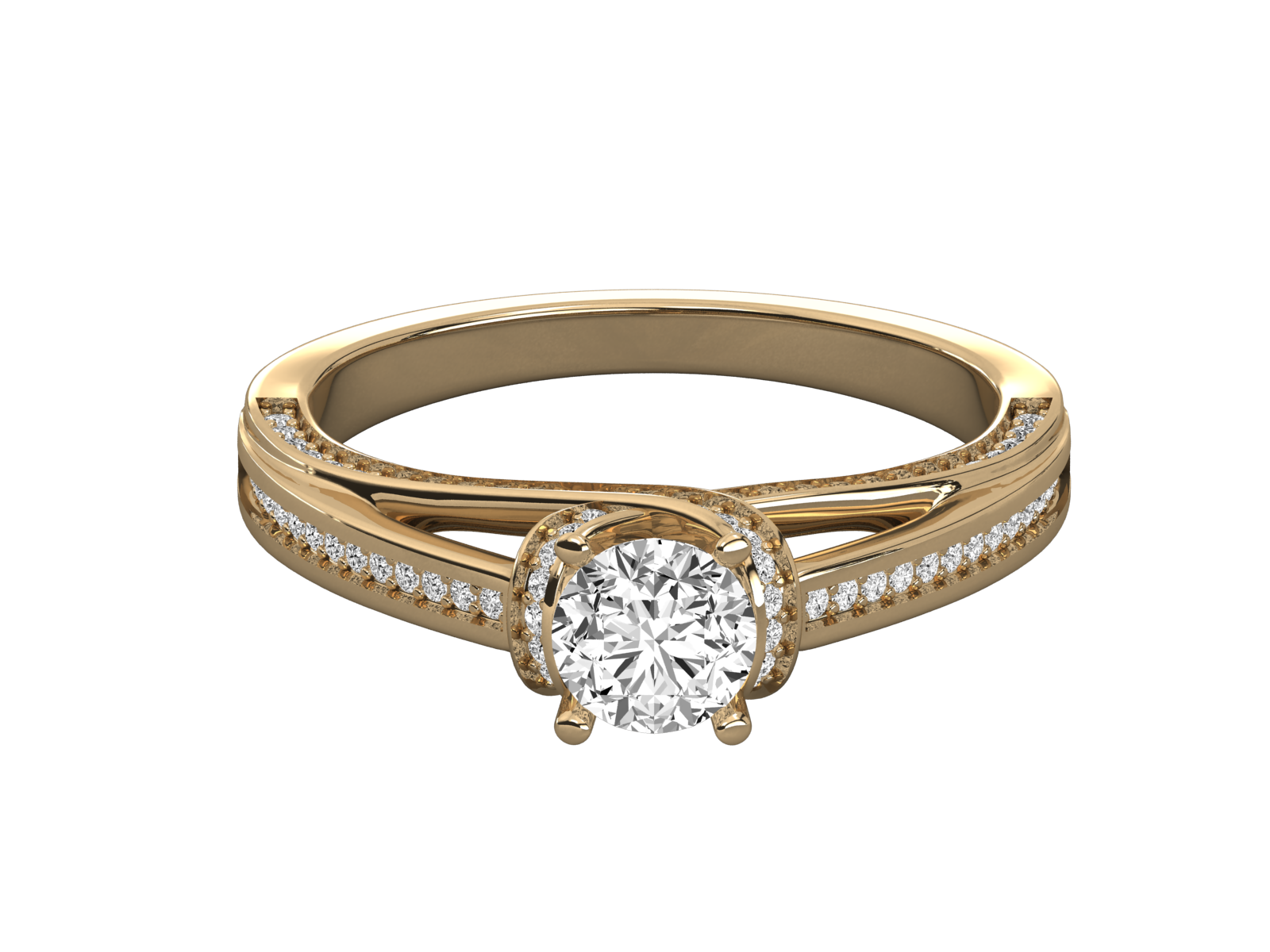 14K GOLD SOLITAIRE ROUND CUT LAB GROWN DIAMOND LADIES BRILLIANT RING.