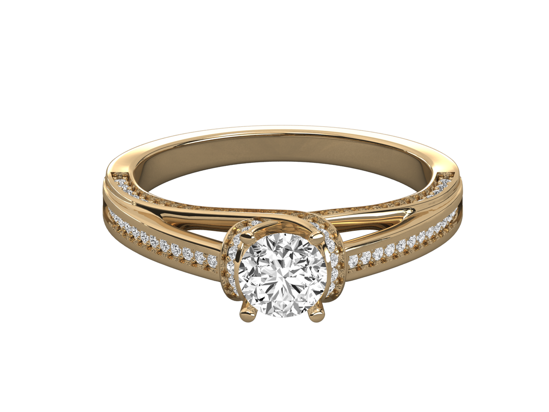 14K GOLD SOLITAIRE ROUND CUT LAB GROWN DIAMOND LADIES BRILLIANT RING.