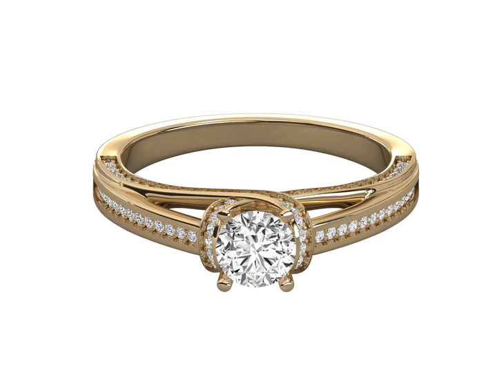 14K GOLD SOLITAIRE ROUND CUT LAB GROWN DIAMOND LADIES BRILLIANT RING.