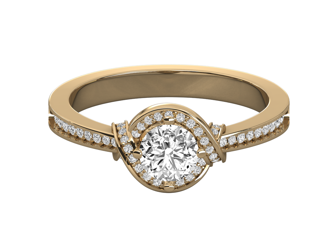 9K GOLD SOLITAIRE DIAMOND LADIES  RING.