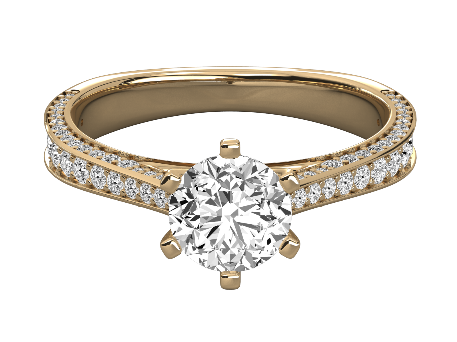 9K GOLD SOLITAIRE ROUND CUT LAB GROWN DIAMOND LADIES BRILLIANT RING.