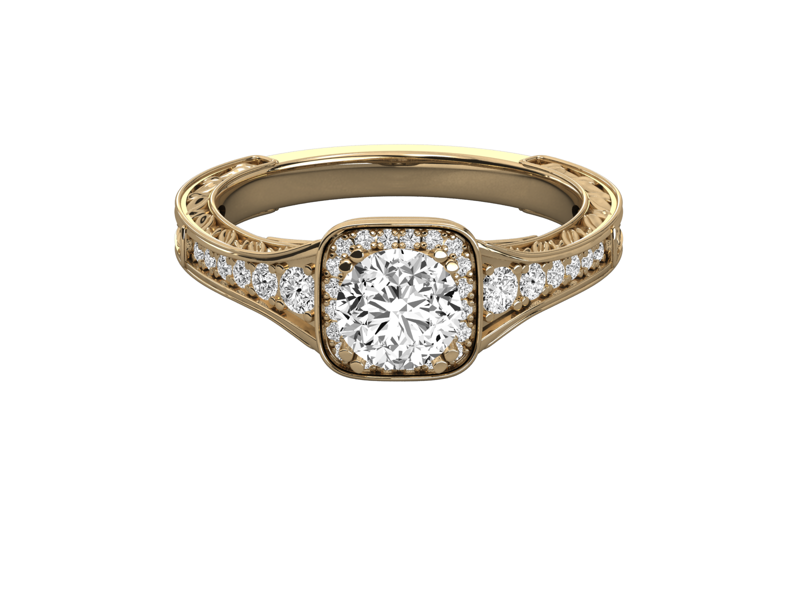 9K GOLD SOLITAIRE ROUND DIAMOND LADIES BRILLIANT RING.