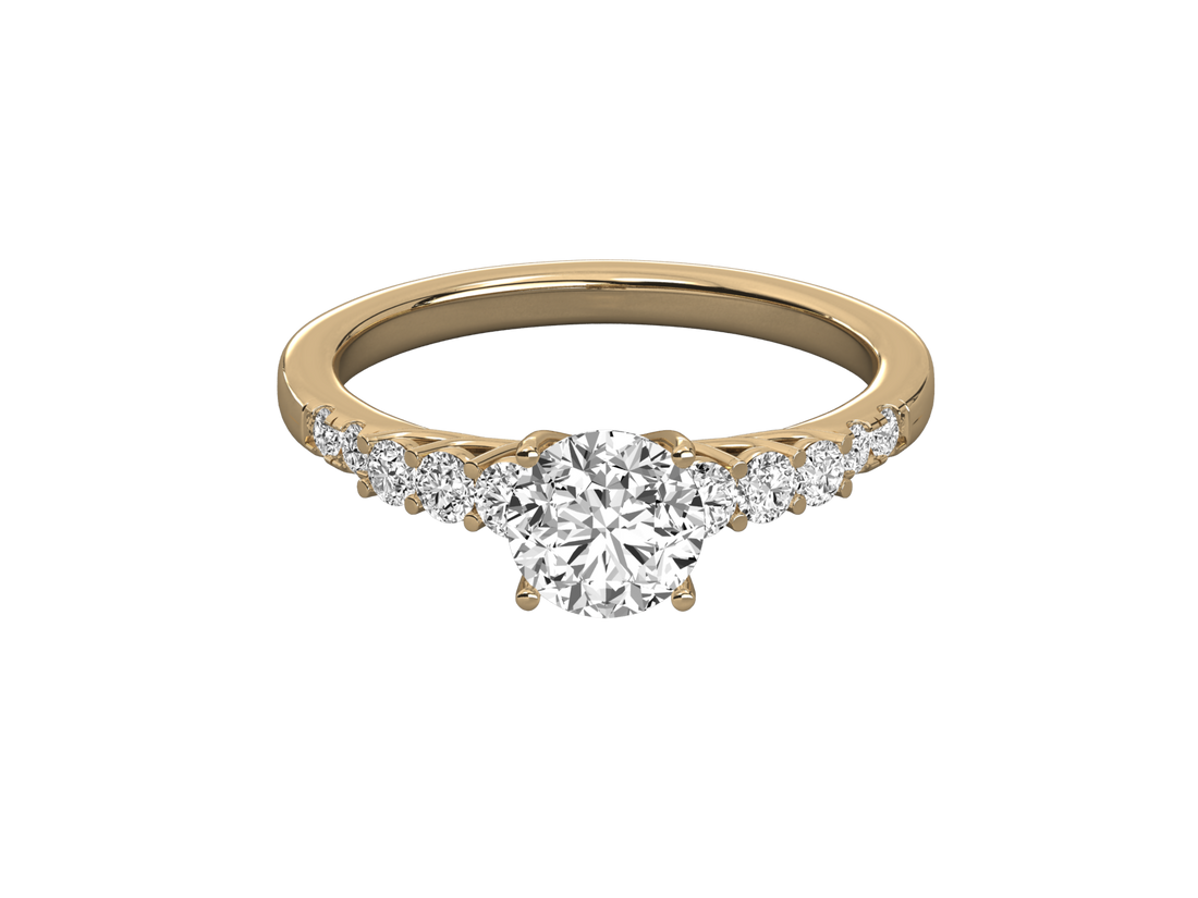 9K GOLD SOLITAIRE  LAB GROWN DIAMOND LADIES BRILLIANT RING.