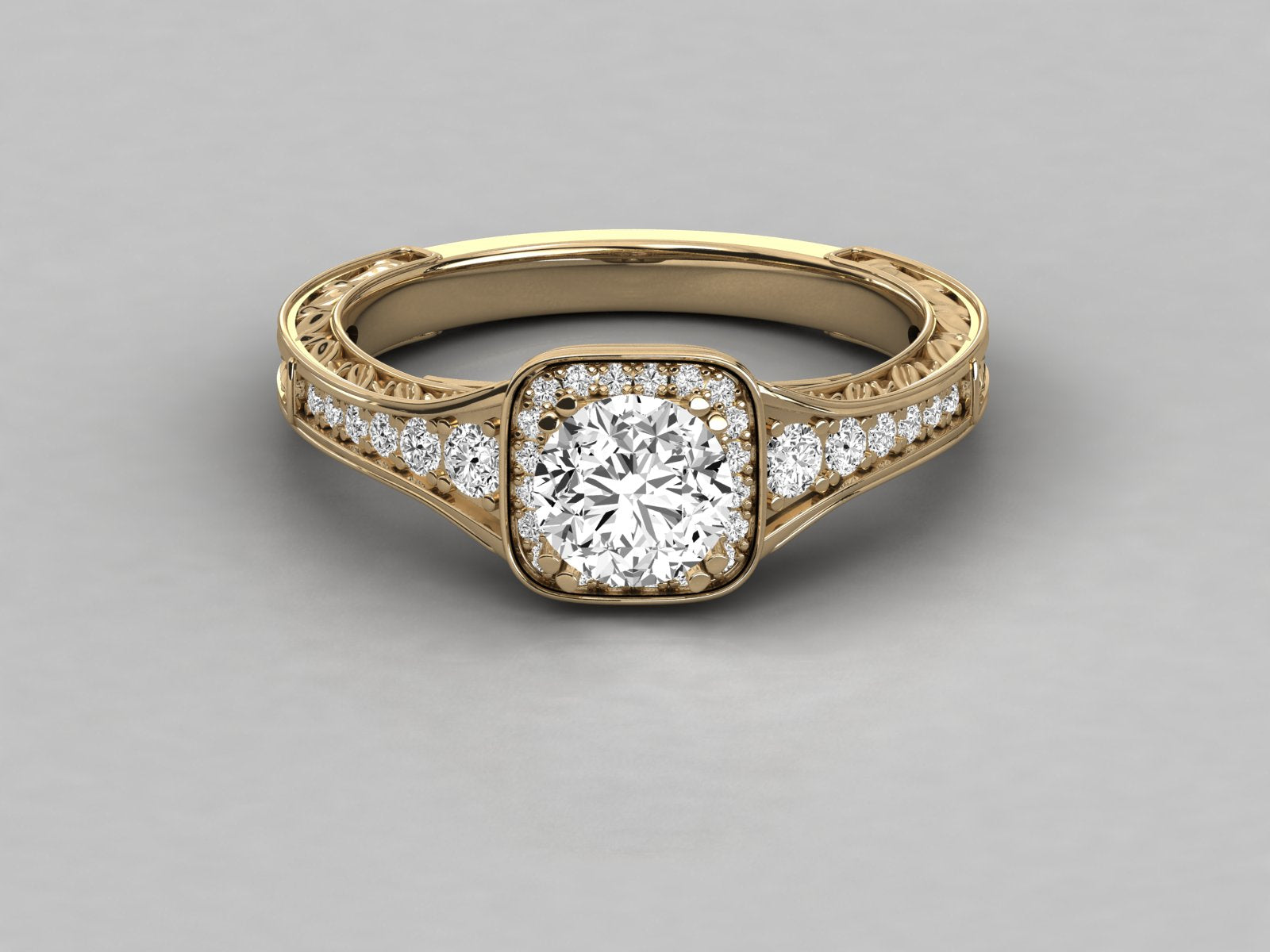 9K GOLD SOLITAIRE ROUND DIAMOND LADIES BRILLIANT RING.