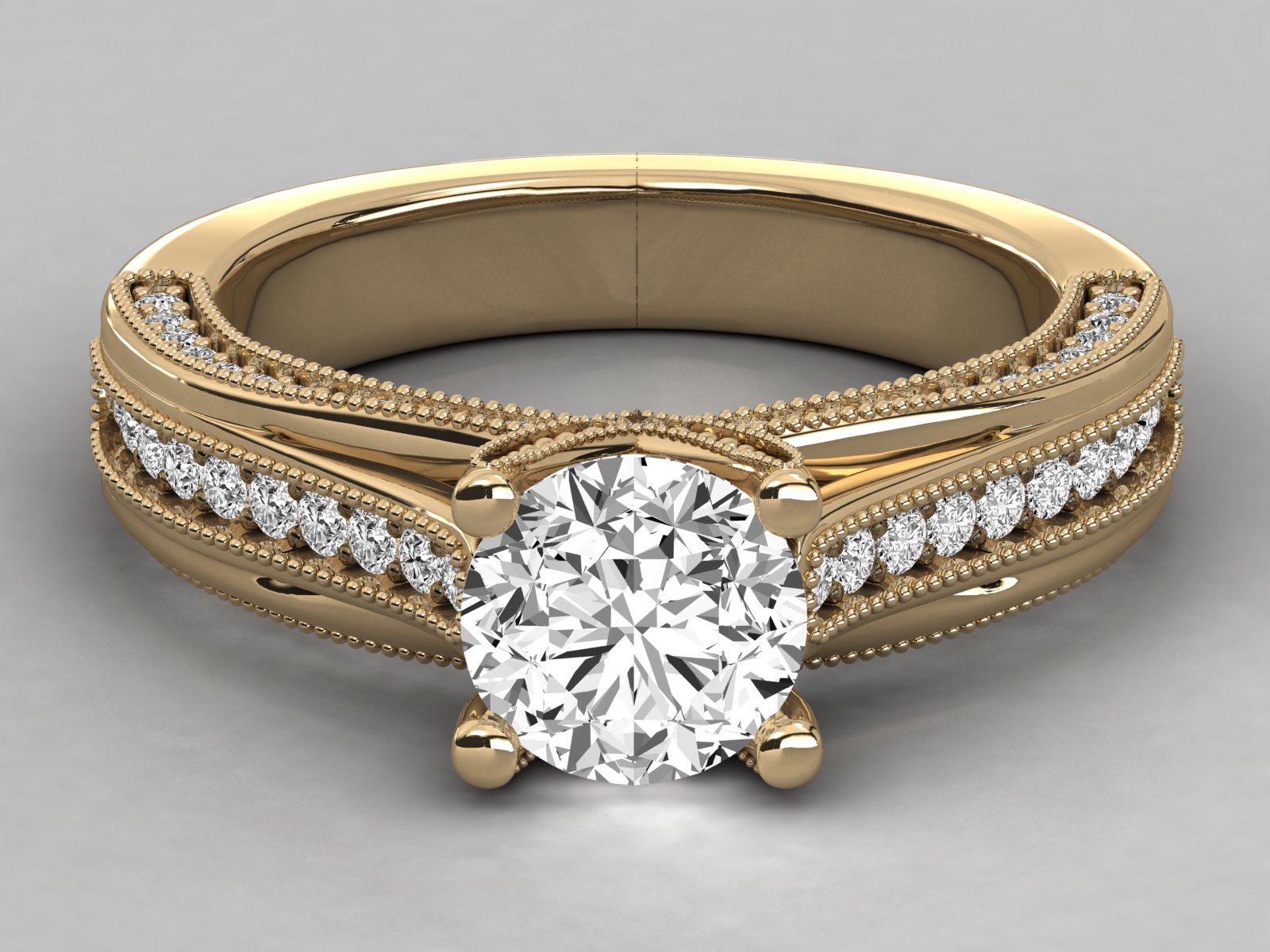 9K GOLD SOLITAIRE LAB GROWN DIAMOND LADIES  RING.