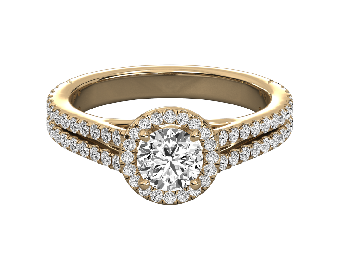 9K GOLD SOLITAIRE LAB GROWN DIAMOND LADIES  RING.